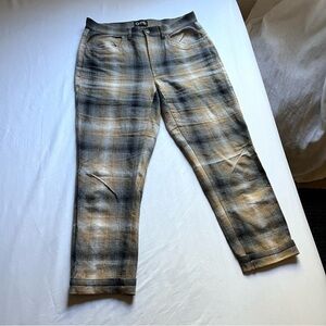 OTD black tan plaid tapered cropped pants